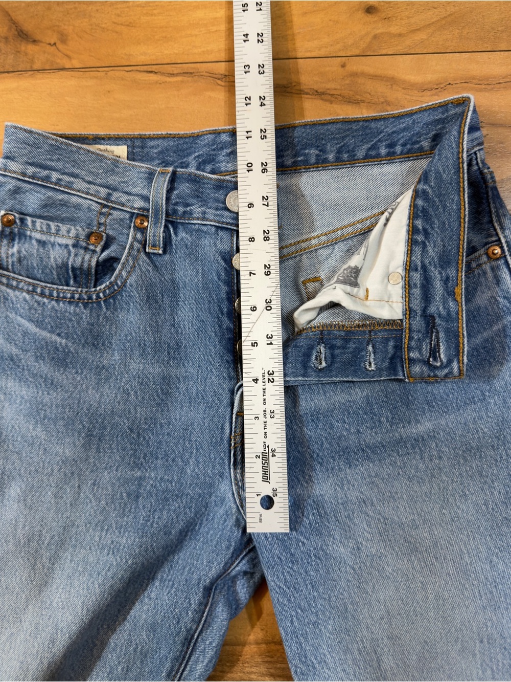 Levi’s 501 Big E Original Straight Leg Jeans Women’s Frayed Hem Button Fly Denim - Picture 9 of 10